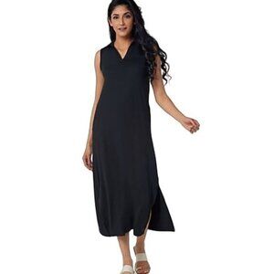 Cuddl Duds Tank Dress Size Small Flexwear Polo Midi Stretch Sleeveless Side Slit